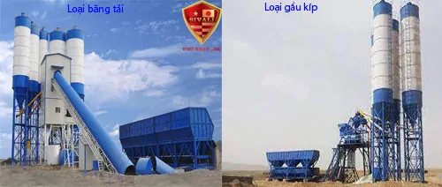 Trạm trộn bê tông loại gầu kíp và loại băng tải